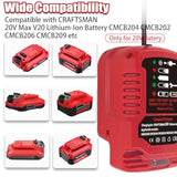 Cmcb104 V20 Battery Fast Charger Replacement For All Craftsman 20V Max V20 Lithium-Ion Battery Charger Cmcb124 Cmcb100 Cmcb101 For Craftsman V20 Lithium Battery Cmcb204 Cmcb202 Cmcb201