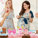 Boots or Bows Gender Reveal Decorations - 8PCS Boots or Bows Honeycomb Centerpieces, Boy or Girl Gender Reveal Decorations, Western Rodeo Wild West Cowgirl or Cowboy Baby Shower Party Deco