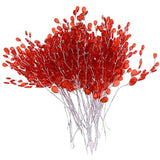 50Pcs Artificial Flower Stem With Crystal Acrylic Beads Water Drop Diamante Flower Branches For Home Wedding Decor - Red