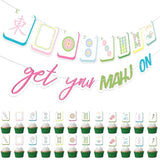 Mahjong-Themed Party Decoration Set, Mahjong Party Banner And 24 Pcs Cupcake Toppers For Birthdays And Celebrations