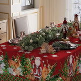 Snowman Santa Deer Winter Christmas Tablecloth Rectangle Christmas Table Cloth Washable Table Coversfor Indoor Dining Home Party Xmas Decorations 60X84 Inch
