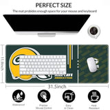 Large Gaming Mouse Pad, Extended Desk Mousepad With Stitched Edges, Football Computer Keyboard Pad,Green Design For Sport Fans, 31.5 X 11.8 In