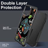 Case For Iphone 13, Gaming Controller Video Game Player Pattern Shock-Absorption Hard Pc And Inner Silicone Hybrid Dual Layer Armor Defender Case For Iphone 13 (6.1 Inch)