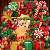 Christmas Balloon Garland Arch Kit, Red Green Gold Christmas Party Decor