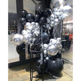 Black And Silver Balloons Garland Arch Kit With Stars 200Pcs - 5 10 12 18 22 Inch Balloon And Confetti Balloons For 2025 Graduation New Year Anniversary Birthday Disco Theme Party Decorations