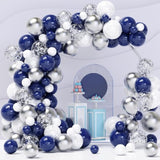 120PCS Blue Silver Balloon Garland Kit for Graduation, Birthday, and Wedding Decor