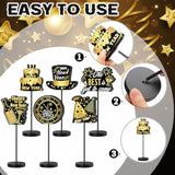 6-Pack Black and Gold New Year 2026 Table Centerpieces for Parties