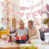 85Th Birthday Decoration Kit, Happy 85Th Birthday Banner Bunting Swirls Streamers, Triangle Flag Banner For Birthday Party Decorations Supplies Rose Gold 85Th