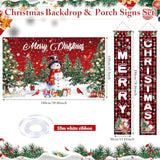 Merry Christmas Banners With 3 Pcs 71"X 43" Christmas Backdrop And Porch Signs Hanging Ribbon, Indoor & Outdoor Christmas Decorations For Home Wall/Front Door/Yard, Party, Photography