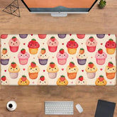 Cute Cupcake Gaming Mouse Pad, Large Office Desktop Adorable Kawaii Dessert Mousepad For Computer Laptop, Extended Work Desk Mat With Anti-Slip Base, Decorative Desk Pad 31.5×11.8 In
