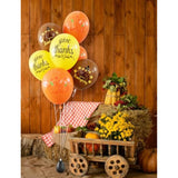 Thanksgiving Balloons Set 12Inch Brown Orange Yellow Latex Pumpkin Turkey Balloons for Fall Party Decor