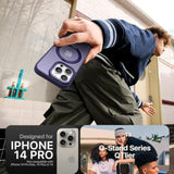 Case For Iphone 14Pro, 360 Rotatable Ring Stand, Raised Camera Frame, Shockproof With Magsafe Purple