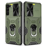 Samsung Galaxy S22 Plus Case With Camera Cover & Kickstand - 360 Rotate Ring Stand, Magnetic Magnet Protective Phone Cover - Green