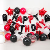 Red And Black Birthday Decorations For Boys,Black Red Star Heart Foil Balloons Black Red Happy Birthday Banner Happy Birthday Decorations For Men Women