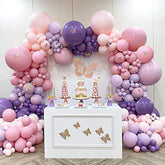 142pcs Pastel Pink Purple Balloon Arch Kit with Butterflies for Party Decorations