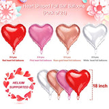24 Pcs Valentine'S Day Balloons 18 Inch Heart Foil Love Valentine Balloons Pink Red Heart Romantic Gifts For Valentines Day Marriage Wedding Bridal Shower Engagement Party Decor