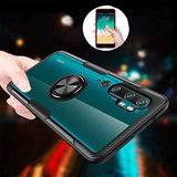 Clear Case for Xiaomi Mi Note 10/Mi Note 10 Pro with Ring Holder, Slim Fit Transparent Hard PC Cover Xiaomi Mi Note 10 Pro Case with Metal Plate for