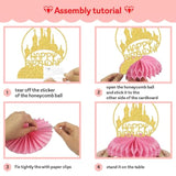 8 Pcs Princess Honeycomb Centerpieces, Princess Birthday Party Decorations, Princess Centerpieces For Tables, Princess Baby Shower Decorations Gold Rose Gold