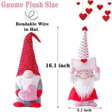 2Pcs Valentines Day Gnomes Decorations, Handmade Valentine Gnome Decor Mr & Mrs Swedish Tomte Stuffed Gnomes Plush Doll Knomes Ornaments For Girlfriend Wife Women