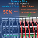 Cat6A Slim Ethernet Patch Cable 1 Ft (24 Pack), Cat6A Patch Cable 28Awg For Da
