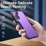 Heavy-Duty Tough Rugged Shockproof Protective Case for Samsung Galaxy S21 FE 5G, Purple - Military Grade Drop Tested with Screen Protector