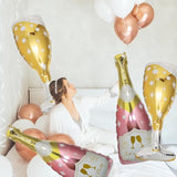4 Pcs Champagne Balloons, Huge Rose Gold Champagne Bottle Goblet Aluminum Foil Balloons For Birthday, Bachelorette, Bridal Shower, Wedding, Anniversary, Engagement Party Decorations Supplies