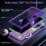 For Galaxy S24 Ultra Case,Compatible With Magsafe,Magnetic Glitter Case Built-In 9H Tempered Glass Screen Protector,Shockproof Protective Case For Samsung Galaxy S24 Ultra,All Purple