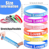 36Pcs Jesus Loves You Bracelets Colorful Silicone Wristbands Rubber Bracelets Christian Jesus Wristbands Inspirational Bracelet For Men Women Kids Party Favors