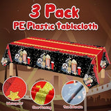 3 Pieces Movie Night Tablecloth Plastic Table Covers Movie Theater Table Cloth For Party Supplies Red Carpet Birthday Party Decor, 54 X 108 Inch