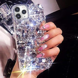 Compatible With Iphone 13 Pro Max Case For Women 3D Glitter Sparkle Bling Case Luxury Shiny Crystal Rhinestone Diamond Bumper Clear Gems Cute Protective Girly Case Girls Cover