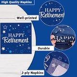 96Pcs Retirement Party Supplies – Blue Happy Retirement Plates & Napkins Set for 24 Guests