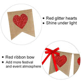 Burlap Heart Banner Garland | Red Glitter Heart | Valentine'S Day Deco