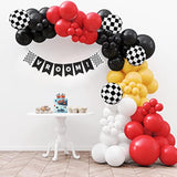 Race Car Balloon Garland 110 Pcs with Banner & Checkered Balloons for Party