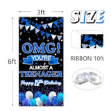 OMG You're Almost a Teenager Door Banner Blue 12th Birthday Party Sign
