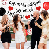 Red Welcome Home Decorations We Missed You So Much Banner Glitter Garland And Balloons Family Housewarming Party Supplies Military Army Welcome Back Party Decor