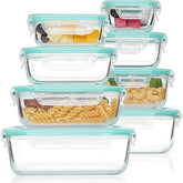 8 Pack Glass Food Storage Containers With Airtight Lids, Glass Meal Prep Containers, Lunch Office Meal For Microwave, Oven, Freezer And Dishwasher, Bpa Free