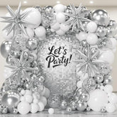 White & Silver Balloon Garland Kit – 153pcs for Party, Wedding, Baby Shower and Birthday