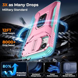 Case For Iphone 13/Iphone 14 6.1-Inch Slide Camera Cover+Screen Protector(2 Packs), Military Grade Shockproof Protective Cover, Rotated Ring Kickstand With Camera Protection (Pink+Celadon)