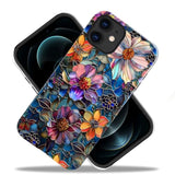 Colorful Floral Flower Art Phone Case for iPhone 11 - 2-Layer Hard Shell Case for Girls and Boys