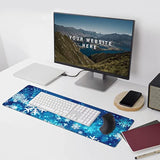 Laptop Mouse Pad Christmas Abstract Winter Snowflakes Desk Mat With Stitched Edges 31.5X 11.8 Inch Non-Slip Large Keyboard Rubber Writing Table Mat For Office Home