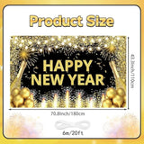 2026 Happy New Year Banner 71x43 Inch Backdrop for Party and Home Decor