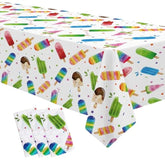 Popsicle Party Tablecloth Decorations - Disposable Ice Cream Popsicle Birthday Party Supplies Tablecover, Summer Popsicle Baby Shower Table Decorations Table Cloths- 3 Pack (54In X 108In)