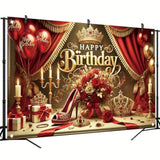 Red High Heel Birthday Backdrop for Women, 71x43in, Durable Polyester Fabric Party Decor