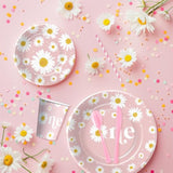 Daisy 1St Birthday Plates And Napkins Party Decorations Tableware, Groovy Retro Daisy First Birthday Party Supplies, Paper Plate, Napkin, Cup, Fork, Serves 24