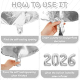 40in Silver 2026 Foil Balloons for New Year Party Graduation & Celebration
