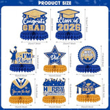 8Pc Class of 2026 Graduation Table Decorations Blue Gold Centerpieces