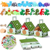 88 Pcs Dinosaur Party Favors For Boys And Girls Includes 18 Sets Mini Stuffed Animals Plush Keychains Gift Box House Stickers Adopt A Dinosaur Party Favor For Birthday Supplies
