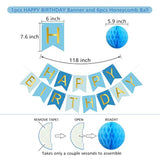 Blue Birthday Decorations Banner Honeycomb Balls Circle Garland Hanging Swirls