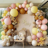 Pastel Balloon Arch Kit: Pink, Yellow, Brown, White Sand - Baby Shower Decor