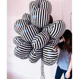 12-Pack 18" Black & White Striped Balloons  Party Decorations for Birthdays and Baby Showers